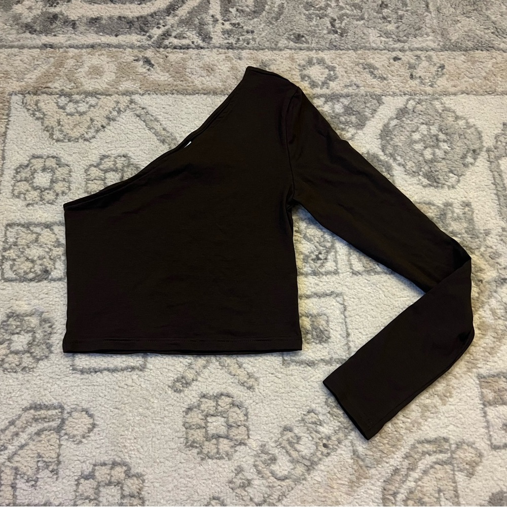 H&M Dark Brown One-Shoulder Top